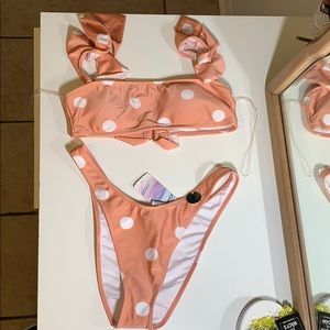 Coral polka dot bikini (forever 21) 👙